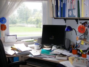 cluttered desk